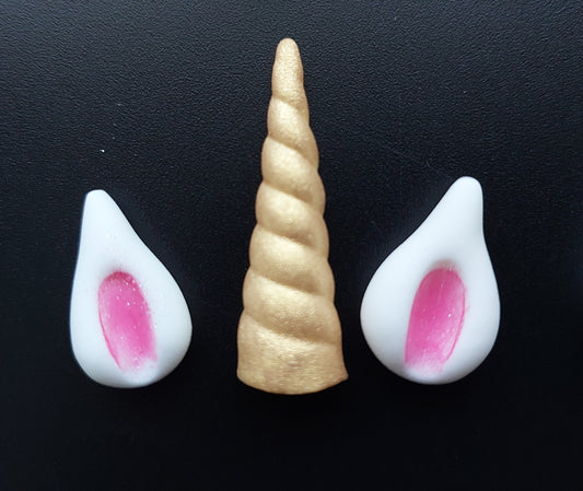 Edible Unicorn Horns & Ears Fondant Cake Decorations