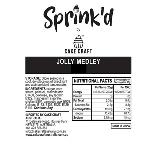 ingredients list for jolly medley cake sprinkles