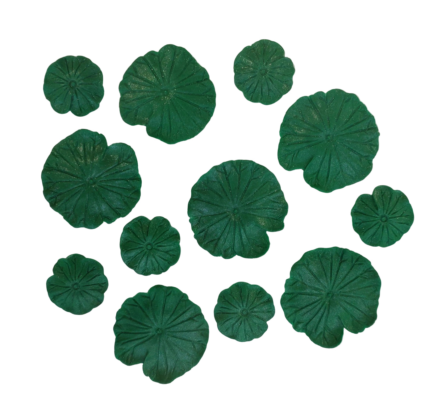 Green lily pads, edible fondant icing decorations by Cake Candy NZ