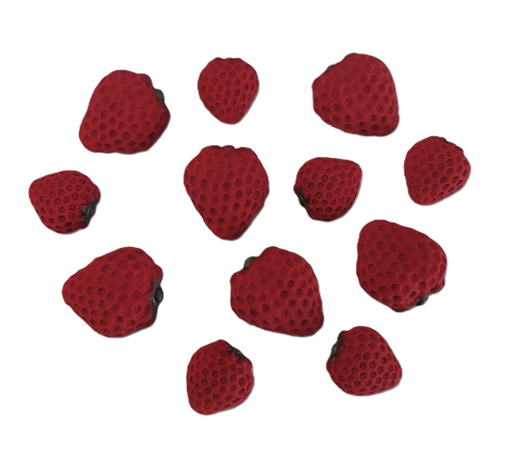 twelve red strawberries edible fondant decorations by cake candy nz