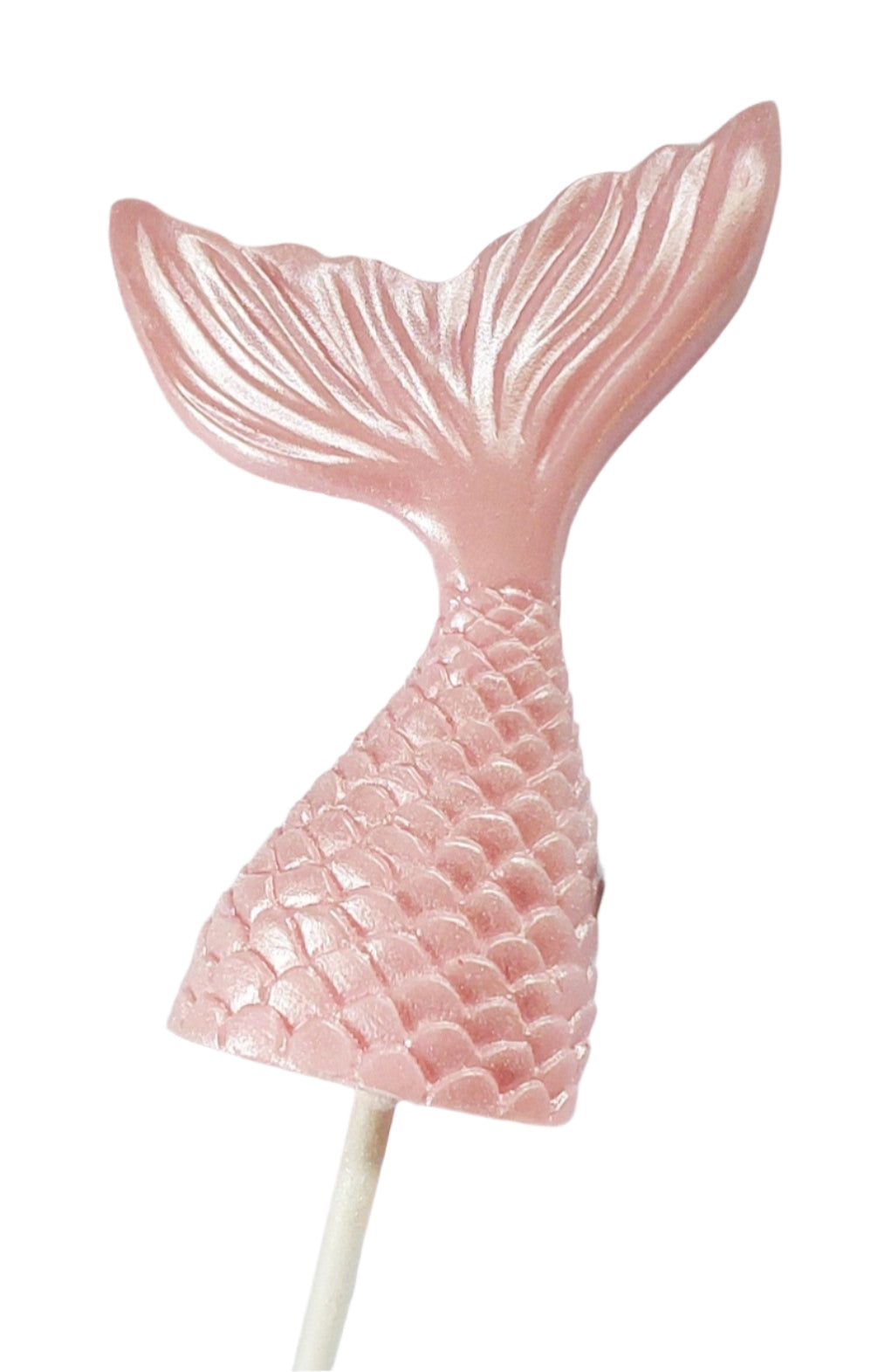 Edible chocolate mermaid tail cake topper / decoration in blush pink colour