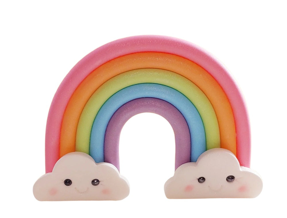 Pastel colours happy rainbow decoration by Cake Candy NZ.