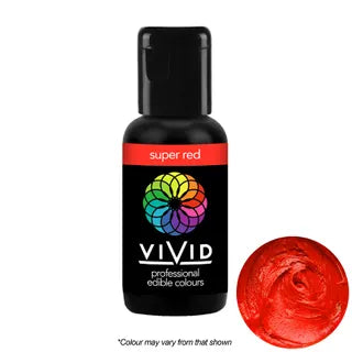 A bottle of Vivid super red food coluring 
