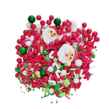 Santa faces, snowmnen and Christmas trees edible cake sprinkles mix