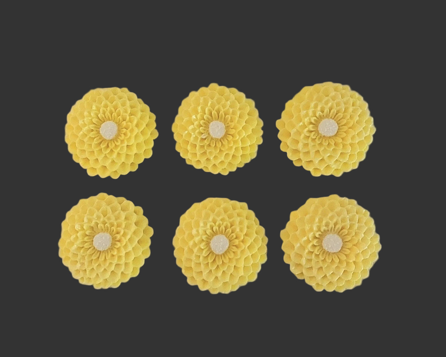 six yellow dahlias, edible fondant icing cake decorations by Cake Candy NZ