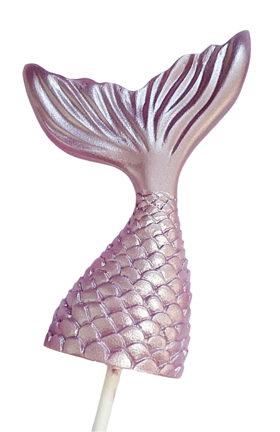 Edible chocolate mermaid tail cake topper / decoration in lilac colour