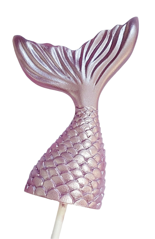 Edible chocolate mermaid tail cake topper / decoration in lilac colour