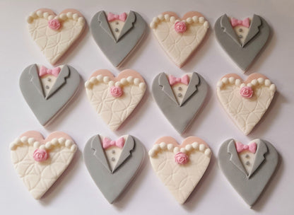 Bride & Groom Cupcake Toppers x 12 - Edible Cake Decoration