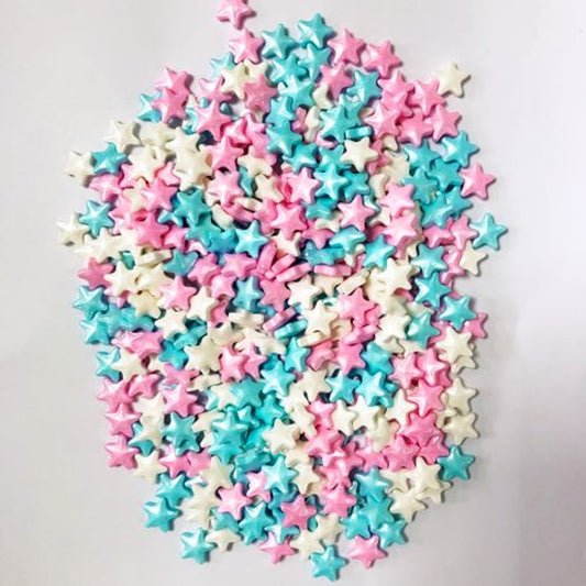 Pink, blue and white star cake sprinkles
