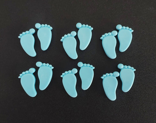six pairs of blue baby feet, edible fondant icing decorations by Cake Candy NZ