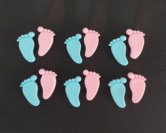 Pink and blue baby feet, edible fondant icing decorations by Cake Candy NZ