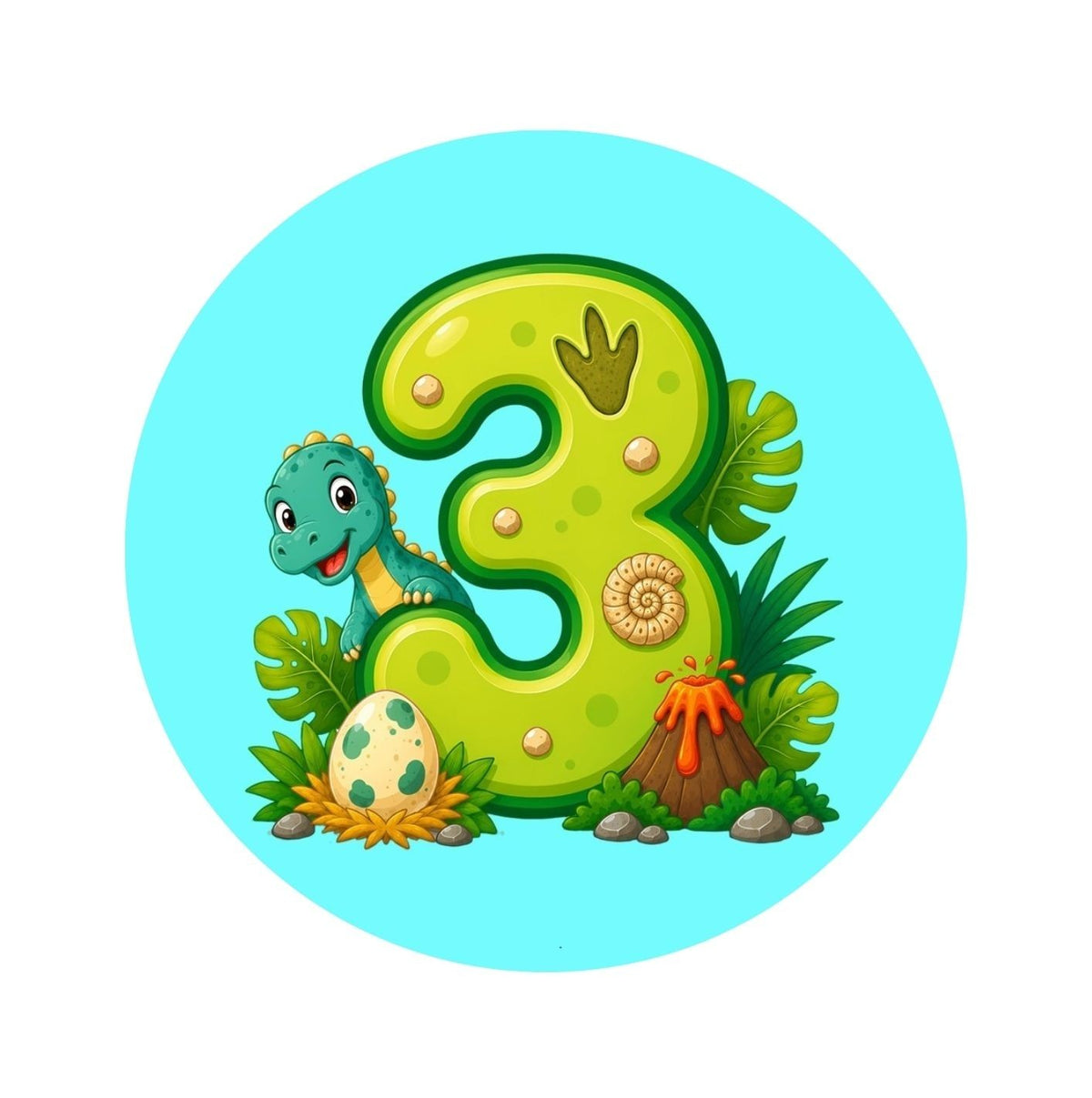 Cute Dinosaur Age Edible Icing Image – 16cm