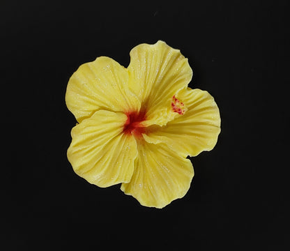 single yellow tropical hibiscus flower, edible fondant cake decoration by Cake Candy NZ