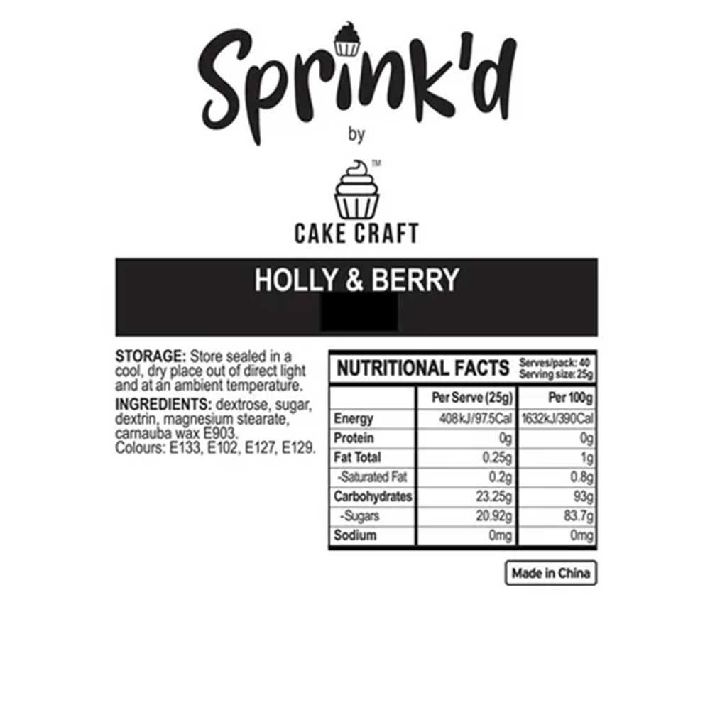 ingredients for holly and berry sprinkle mix