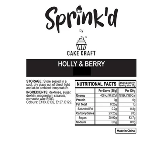 ingredients for holly and berry sprinkle mix