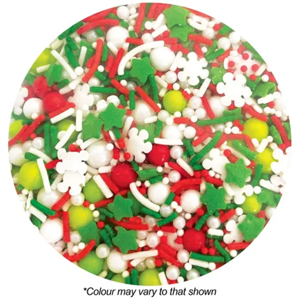 colourful mix of snowflakes, stars and pear cake sprinkles