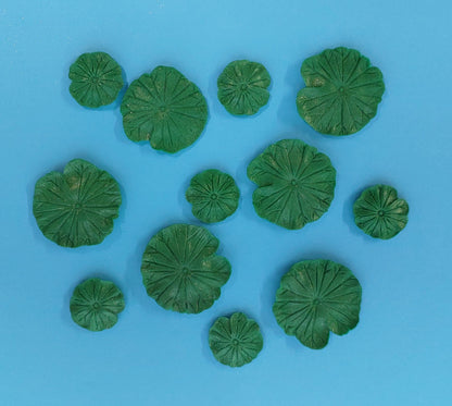Green lily pads, edible fondant icing decorations by Cake Candy NZ