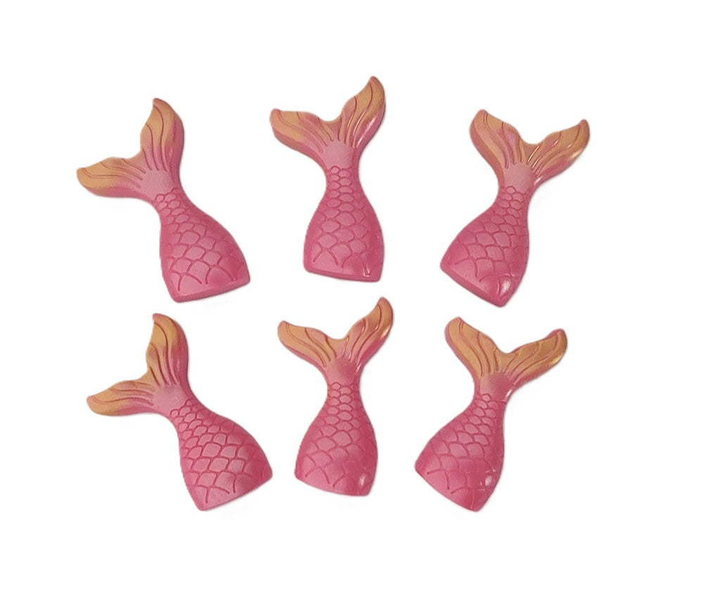pink and gold mermaid tails for cupcakes, edible chocolate decorations by cake candy nz