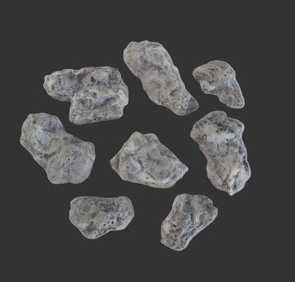 set of eight grey realistic rocks, edible fondant icing decorations by Cake Candy NZ