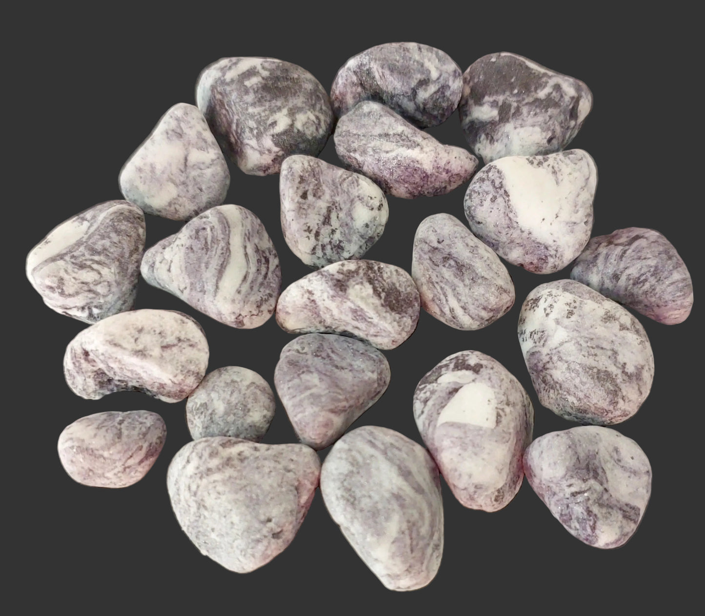 20 small grey marbled rocks, edible fondant icing decorations by Cake Candy NZ