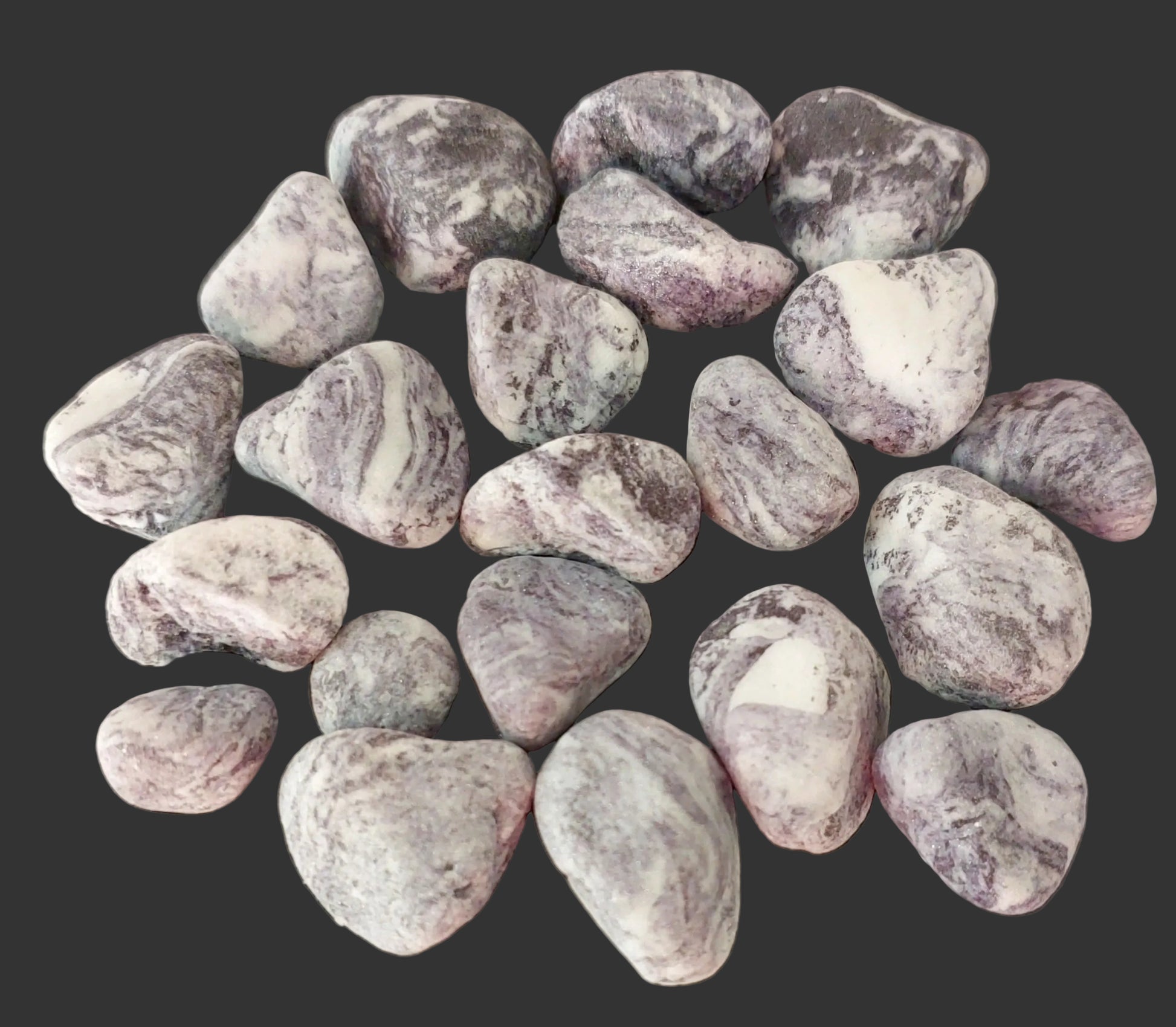 20 small grey marbled rocks, edible fondant icing decorations by Cake Candy NZ