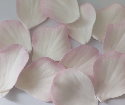 white and pink rose petals, edible fondant icing decorations by Cake Candy NZ