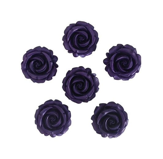 six purple roses, edible fondant icing decorations by Cake Candy NZ