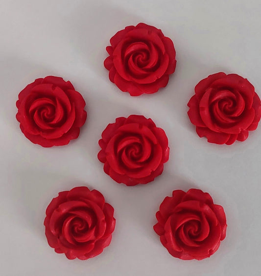 six red roses, edible fondant icing decorations by Cake Candy NZ