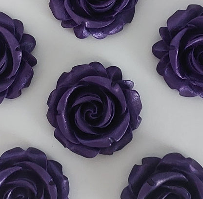 six purple roses, edible fondant icing decorations by Cake Candy NZ