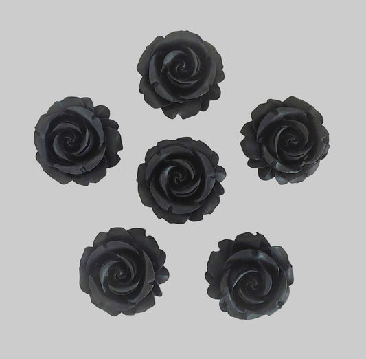 six black roses, edible fondant cake decorations