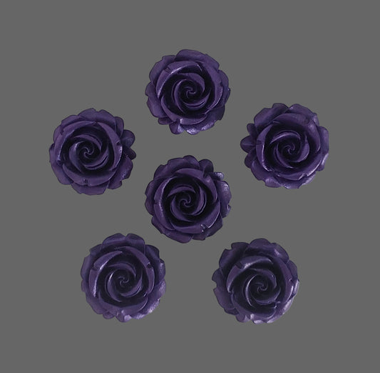 six purple roses, edible fondant cake decorations