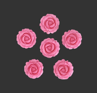 six pink roses, edible fondant icing decorations by Cake Candy NZ