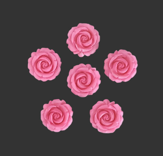six pink roses, edible fondant icing decorations by Cake Candy NZ
