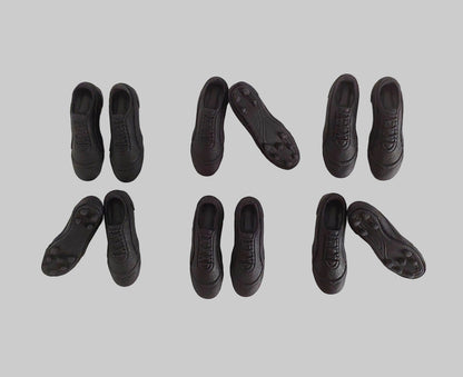 Black football, soccer, rugby boots, edible fondant icing decorations by Cake Candy NZ