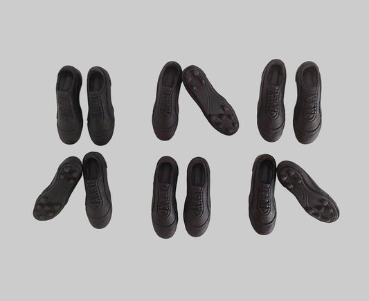 Black football, soccer, rugby boots, edible fondant icing decorations by Cake Candy NZ
