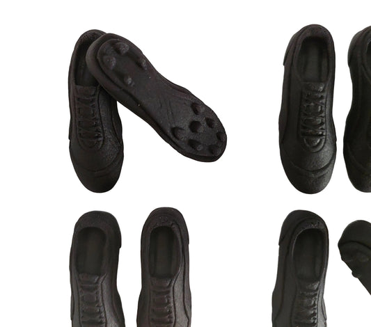 Black football, soccer, rugby boots, edible fondant icing decorations by Cake Candy NZ