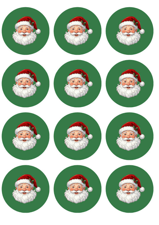 Santa Edible Cupcake Toppers – 12 Pre-Cut Icing Images
