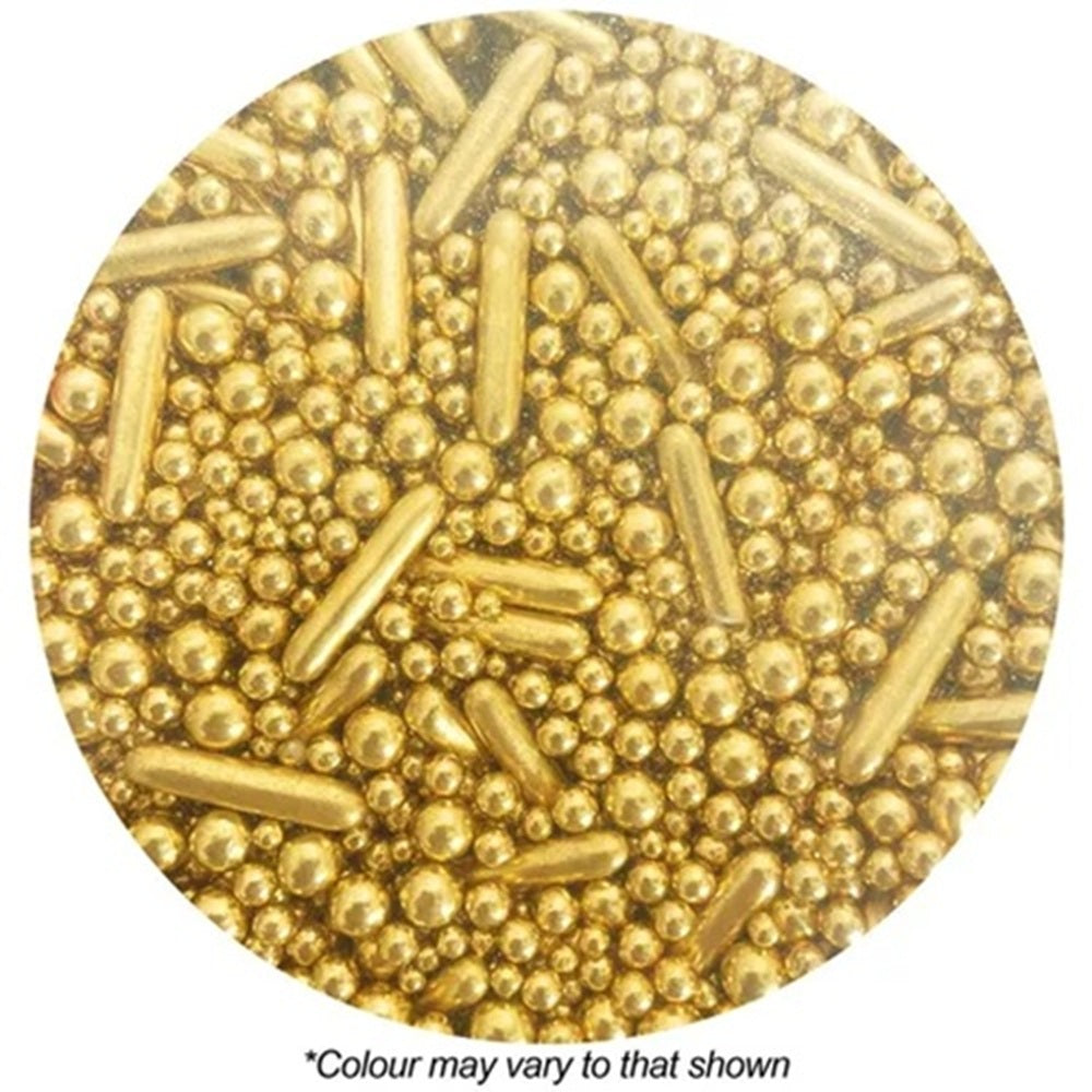 Gold Metallic Sprinkle Medley 45g – Shiny Gold Cake Decorations | Cake ...