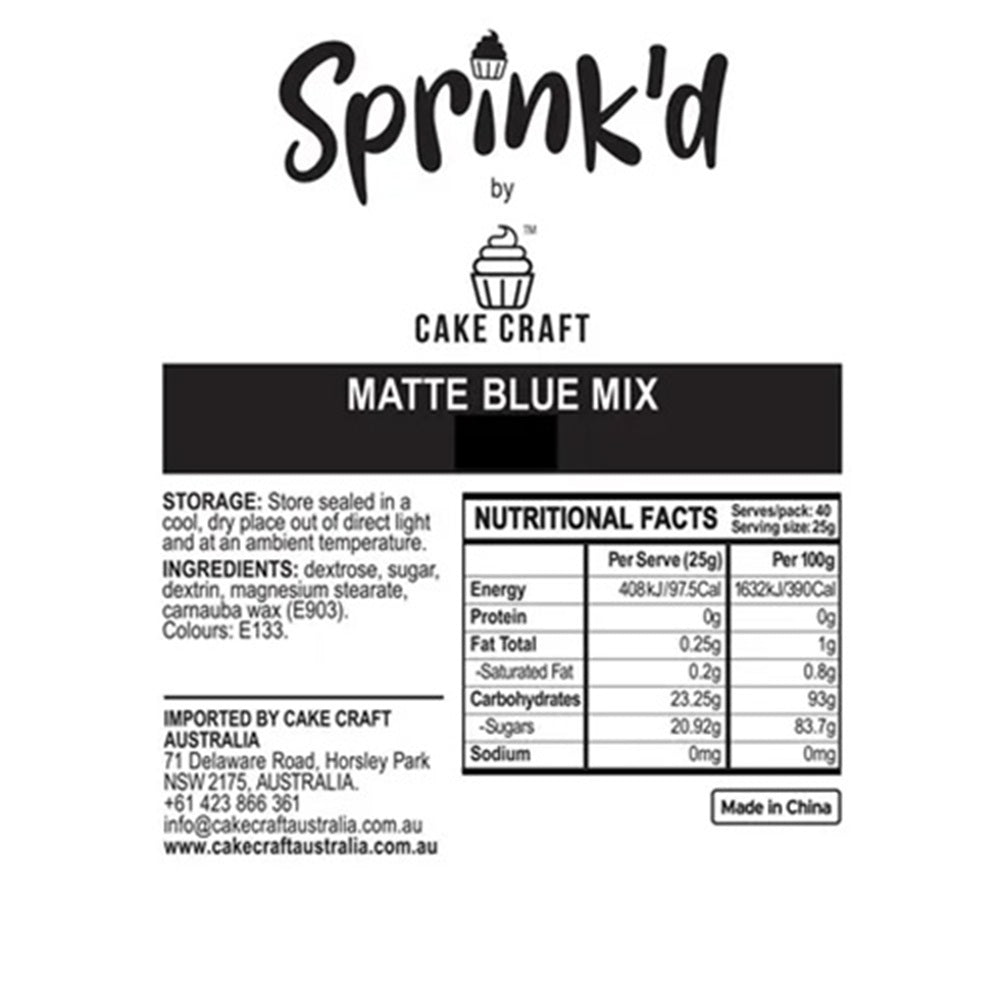 Sprink'd matte blue sprinkles ingredients label