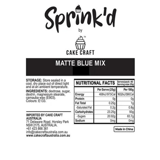 Sprink'd matte blue sprinkles ingredients label