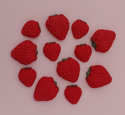 twelve red strawberries edible fondant decorations by cake candy nz