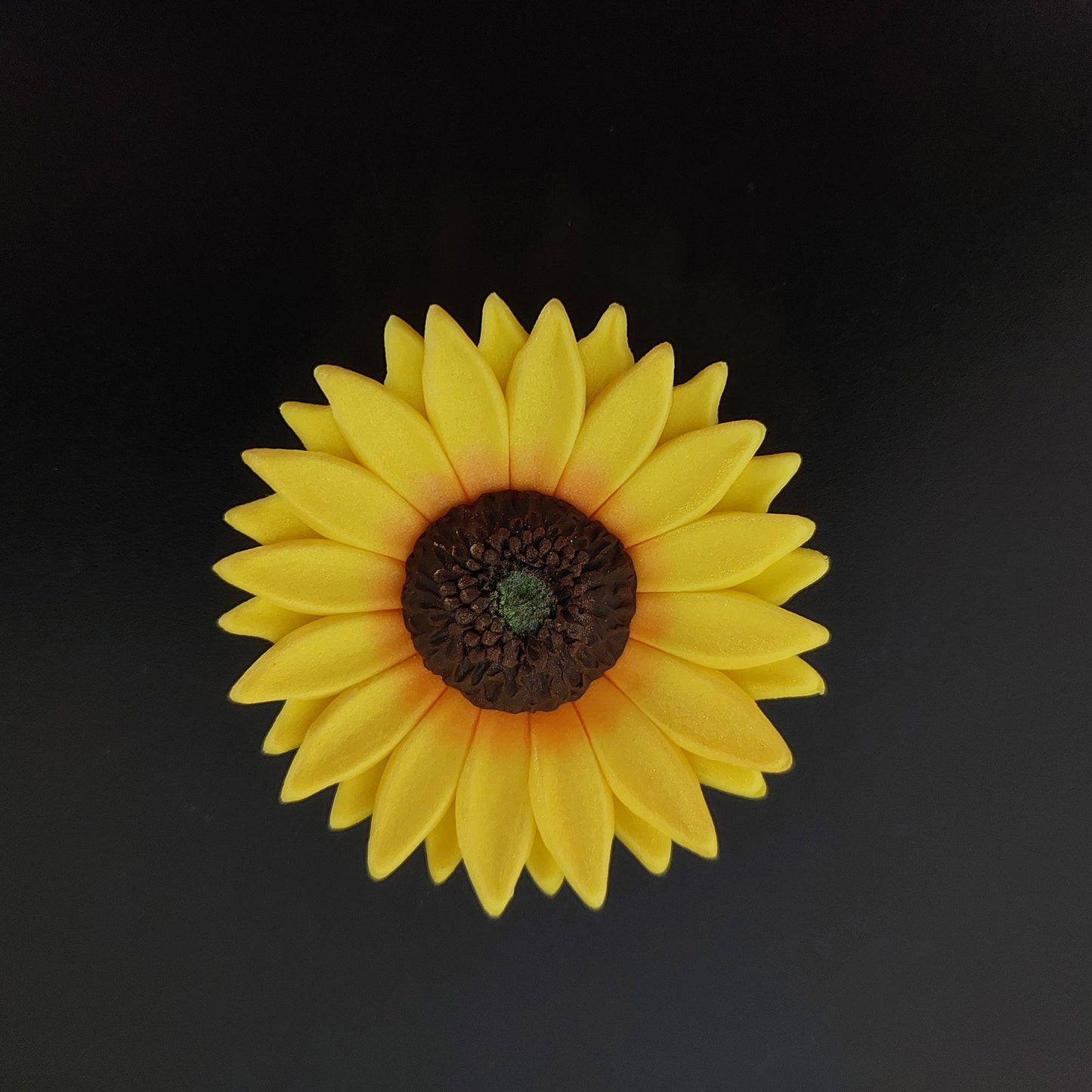 seven cm yellow sunflower, edible fondant icing decoration by Cake Candy NZ