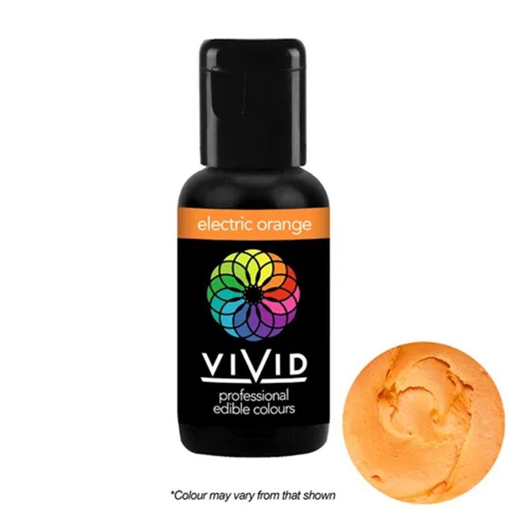21g Bottle of Vivid Electric Orange food gel colouring.